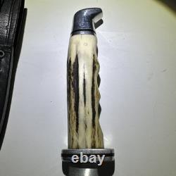 Buck 102 Fixed Blade Woodsman Knife Vintage Rare withLeather Sheath Stag Handle