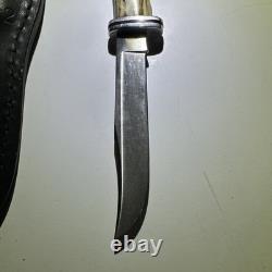 Buck 102 Fixed Blade Woodsman Knife Vintage Rare withLeather Sheath Stag Handle