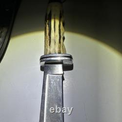 Buck 102 Fixed Blade Woodsman Knife Vintage Rare withLeather Sheath Stag Handle