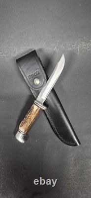 Buck 105 Fixed Blade Hunting Knife Stag Antler Handle 1972-86