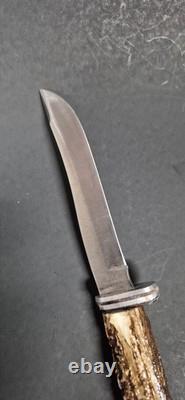 Buck 105 Fixed Blade Hunting Knife Stag Antler Handle 1972-86
