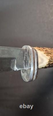 Buck 105 Fixed Blade Hunting Knife Stag Antler Handle 1972-86