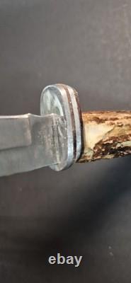 Buck 105 Fixed Blade Hunting Knife Stag Antler Handle 1972-86