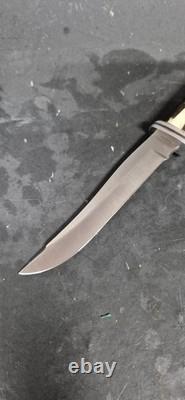 Buck 105 Hunting Fixed Blade Knife Stag Antler Custom 1991 Leather Sheath