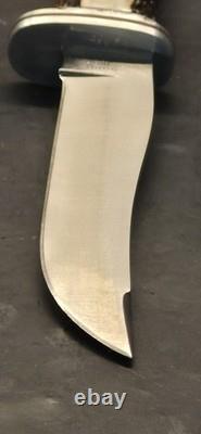 Buck 105 Hunting Fixed Blade Knife Stag Antler Custom 1991 Leather Sheath
