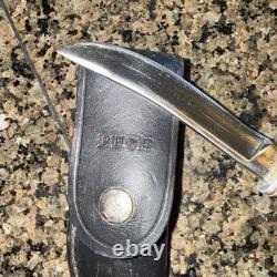 Buck Fixed Knife Inverted dual Line W / Original Sheath Excellent