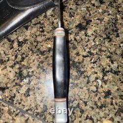 Buck Fixed Knife Inverted dual Line W / Original Sheath Excellent