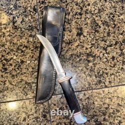 Buck Fixed Knife Inverted dual Line W / Original Sheath Excellent