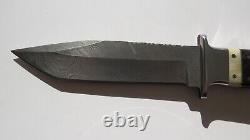 C. F. K. USA Handmade Damascus Knife Fixed Blade Camel Bone Buffalo Horn COA