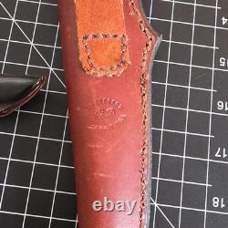 C. PETERSON NO SWEAT Damascus Steel Fixed Blade Knife withLeather Sheath