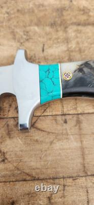 CFK Handmade AUS 10 Custom SHEEP HORN TURQUOISE Western Bowie Hunting Knife-Set