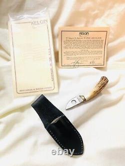 COLLECTIBLE Vintage? CUSTOM KELGIN DAMASCUS KNIFE? WithSHEATH & KELGIN Guide