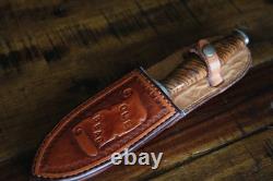 CUSTOM FIXED BLADE KNIFE DAGGER by JOHNNY HAMLET OF CLUTE TX with CUSTOM SHEATH