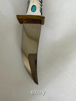 Carved Indigenous American Art Antler Knife With Stand