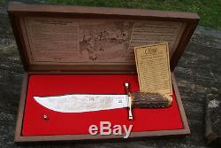 Case Gold Star Spangled Banner Fat Stag Knife Music Box 1989 1 Dot Bowie In Box