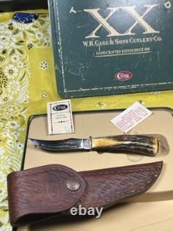 Case XX 523-3 1/4 SS Fixed Blade Hunting Knife Pheasant Etch Stag Grip, Sheath