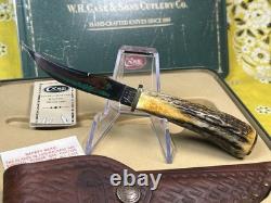 Case XX 523-3 1/4 SS Fixed Blade Hunting Knife Pheasant Etch Stag Grip, Sheath