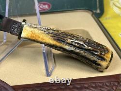 Case XX 523-3 1/4 SS Fixed Blade Hunting Knife Pheasant Etch Stag Grip, Sheath