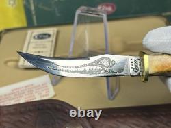 Case XX 523-3 1/4 SS Fixed Blade Hunting Knife Pheasant Etch Stag Grip, Sheath