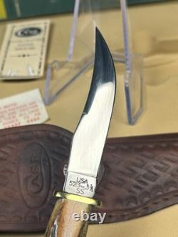 Case XX 523-3 1/4 SS Fixed Blade Hunting Knife Pheasant Etch Stag Grip, Sheath