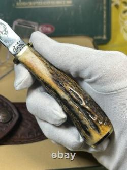 Case XX 523-3 1/4 SS Fixed Blade Hunting Knife Pheasant Etch Stag Grip, Sheath