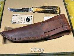 Case XX 523-3 1/4 SS Fixed Blade Hunting Knife Pheasant Etch Stag Grip, Sheath