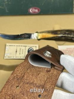 Case XX 523-3 1/4 SS Fixed Blade Hunting Knife Pheasant Etch Stag Grip, Sheath