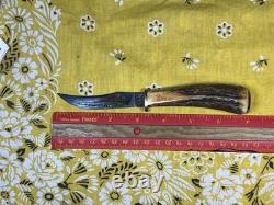 Case XX 523-3 1/4 SS Fixed Blade Hunting Knife Pheasant Etch Stag Grip, Sheath