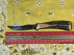 Case XX 523-3 1/4 SS Fixed Blade Hunting Knife Pheasant Etch Stag Grip, Sheath