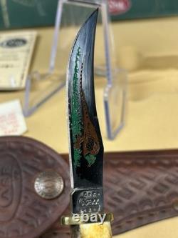 Case XX 523-3 1/4 SS Fixed Blade Hunting Knife Pheasant Etch Stag Grip, Sheath