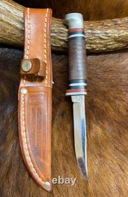 Case XX M 3 Finn SS USA, Bird-Trout Knife, Stainless, Leather Sheath, 6 1/4