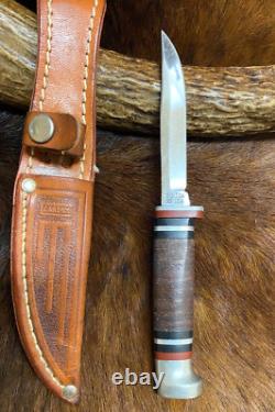 Case XX M 3 Finn SS USA, Bird-Trout Knife, Stainless, Leather Sheath, 6 1/4