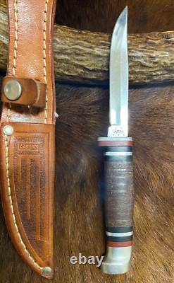 Case XX M 3 Finn SS USA, Bird-Trout Knife, Stainless, Leather Sheath, 6 1/4