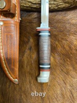 Case XX M 3 Finn SS USA, Bird-Trout Knife, Stainless, Leather Sheath, 6 1/4