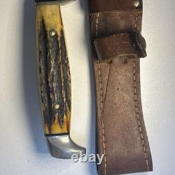 Case XX USA 5 Finn Stag Fixed Blade Hunting And Fishing Knife Vintage