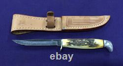 Case XX USA Blue Scroll 5 Finn SSP Stag Fixed Blade Knife 65'-80' with Sheath