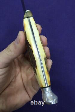 Case XX USA Blue Scroll 5 Finn SSP Stag Fixed Blade Knife 65'-80' with Sheath