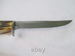 Case XX Vintage 1970's Razor Edge Fixed Blade Stag 5 Finn SSP with Sheath