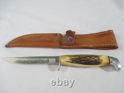 Case XX Vintage 1977 Blue Scroll Stag 5 Finn SSP Fixed Blade with Sheath