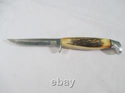 Case XX Vintage 1977 Blue Scroll Stag 5 Finn SSP Fixed Blade with Sheath