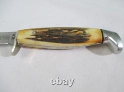 Case XX Vintage 1977 Blue Scroll Stag 5 Finn SSP Fixed Blade with Sheath