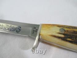 Case XX Vintage 1977 Blue Scroll Stag 5 Finn SSP Fixed Blade with Sheath