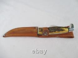 Case XX Vintage 1977 Blue Scroll Stag 5 Finn SSP Fixed Blade with Sheath