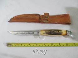 Case XX Vintage 1977 Blue Scroll Stag 5 Finn SSP Fixed Blade with Sheath