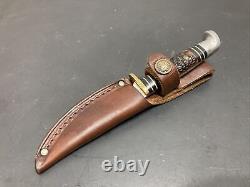 Coleman Western USA Dark Stag Type Handle 628 Bird Trout Small Game Knife Sheath