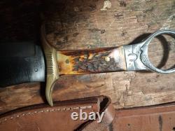Colt Bone Handle Bowie Knife With Leather Sheath Model Ct-846