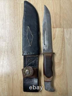 Craftsman Eagle Knife Hunting Fixed Blade Survival Bowie With Leather Sheath USA