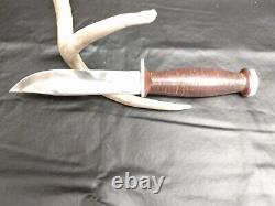 Craftsman USA Vintage Fixed Blade Hunting Knife With Leather Sheath