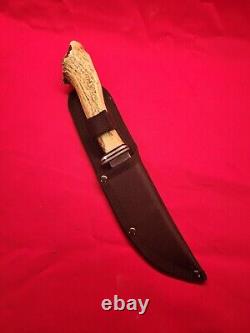 Custom Buck 121 Fixed Blade Knife 1972-86 USA Crown Stag Handle Nylon Sheath