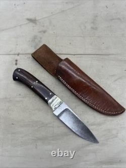 Custom Damascus Fixed Blade Knife With Leather Sheath RA Marked HH917